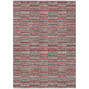 HomeRoots 5' Striped Area Rug in Red, Beige & Copper - Durable, Washable Design for Indoor and Outdoor Use 8' X 10' 587935