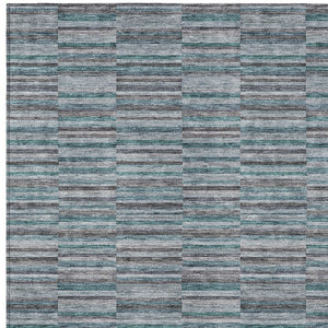 Homeroots 3' Stylish Navy And Denim Striped Washable Area Rug For Indoor And Outdoor Spaces, Durable Design 3' X 5' Polyester 587938