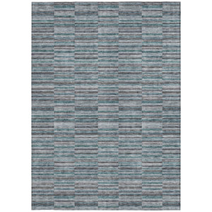 Homeroots 3' Stylish Navy And Denim Striped Washable Area Rug For Indoor And Outdoor Spaces, Durable Design 10' X 14' Polyester 587943