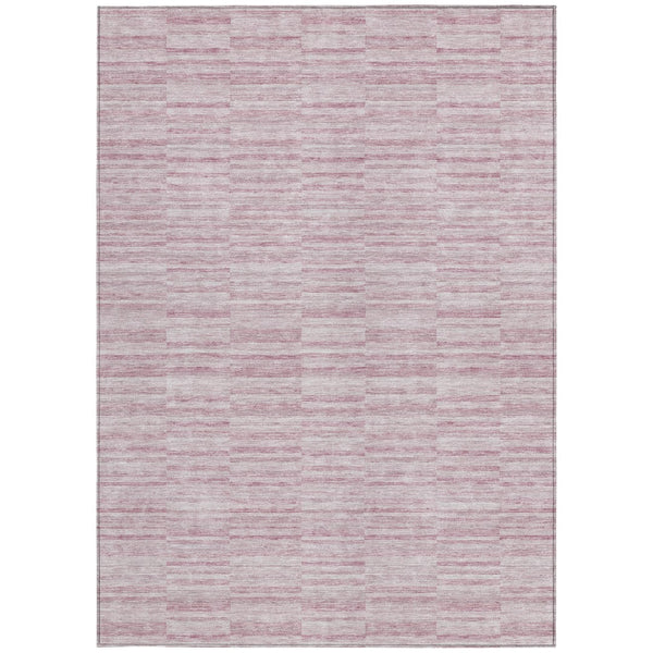 Homeroots 3' Blush Pink And Beige Striped Washable Area Rug - Stylish Indoor Outdoor Decor For Any Space 3' X 5' Polyester 587944