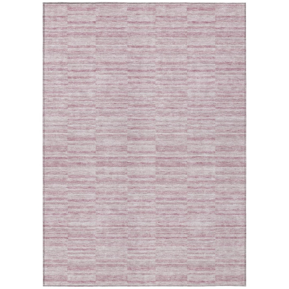HomeRoots 5' Stylish Blush Pink and Beige Striped Washable Area Rug for Indoor and Outdoor Spaces, Durable Design 5' X 8' 587945