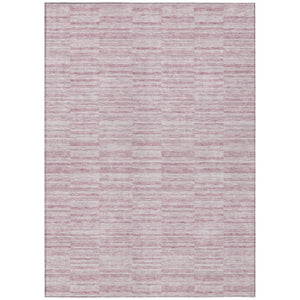 HomeRoots 5' Stylish Blush Pink and Beige Striped Washable Area Rug for Indoor and Outdoor Spaces, Durable Design 5' X 8' 587945