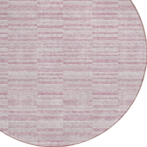 Homeroots 3' Blush Pink And Beige Striped Washable Area Rug - Stylish Indoor Outdoor Decor For Any Space 8' Round Polyester 587946