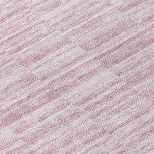 Homeroots 3' Blush Pink And Beige Striped Washable Area Rug - Stylish Indoor Outdoor Decor For Any Space 8' Round Polyester 587946