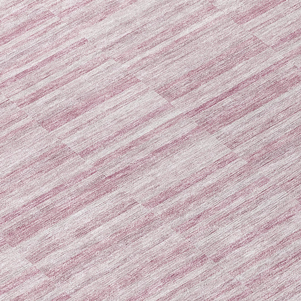 Homeroots 3' Blush Pink And Beige Striped Washable Area Rug - Stylish Indoor Outdoor Decor For Any Space 8' Round Polyester 587946