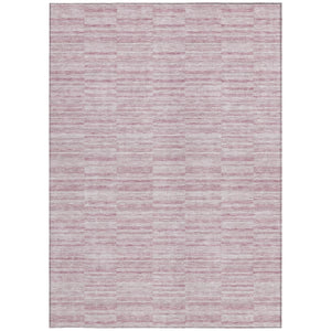Homeroots 3' Blush Pink And Beige Striped Washable Area Rug - Stylish Indoor Outdoor Decor For Any Space 9' X 12' Polyester 587948