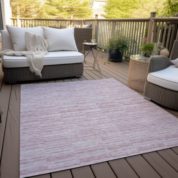 Homeroots 3' Blush Pink And Beige Striped Washable Area Rug - Stylish Indoor Outdoor Decor For Any Space 9' X 12' Polyester 587948