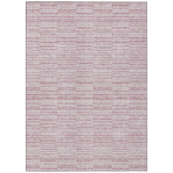 HomeRoots 5' Stylish Blush Pink and Beige Striped Washable Area Rug for Indoor and Outdoor Spaces, Durable Design 10' X 14' 587949