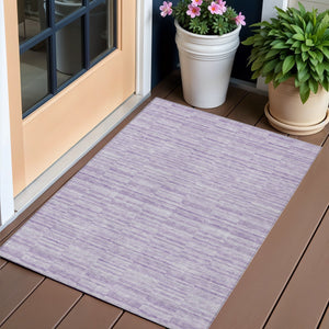 Homeroots 3' Blush Pink And Beige Striped Washable Area Rug - Stylish Indoor Outdoor Decor For Any Space 3' X 5' Polyester 587950