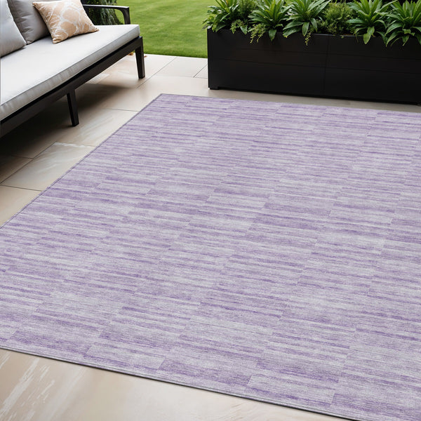 Homeroots 3' Blush Pink And Beige Striped Washable Area Rug - Stylish Indoor Outdoor Decor For Any Space 5' X 8' Polyester 587951