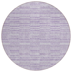 HomeRoots 5' Vibrant Plum and Purple Striped Washable Area Rug for Indoor and Outdoor Style & Durability 8' Round 587952