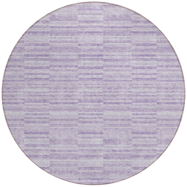 Homeroots 3' Blush Pink And Beige Striped Washable Area Rug - Stylish Indoor Outdoor Decor For Any Space 8' Round Polyester 587952