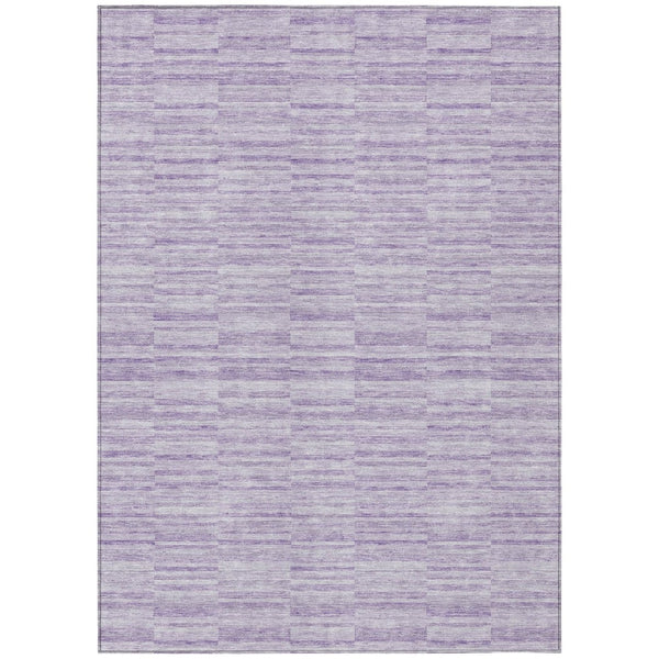 HomeRoots 9' Stylish Plum and Purple Striped Washable Area Rug for Indoor and Outdoor High-Traffic Spaces 9' X 12' 587954