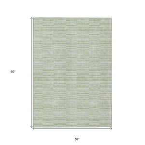 Homeroots 3' Blush Pink And Beige Striped Washable Area Rug - Stylish Indoor Outdoor Decor For Any Space 3' X 5' Polyester 587956