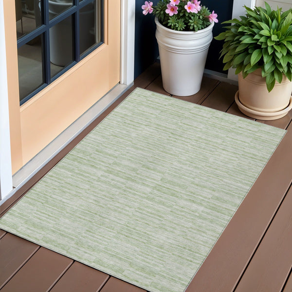 Homeroots 3' Blush Pink And Beige Striped Washable Area Rug - Stylish Indoor Outdoor Decor For Any Space 3' X 5' Polyester 587956