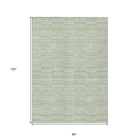 Homeroots 3' Blush Pink And Beige Striped Washable Area Rug - Stylish Indoor Outdoor Decor For Any Space 8' X 10' Polyester 587959
