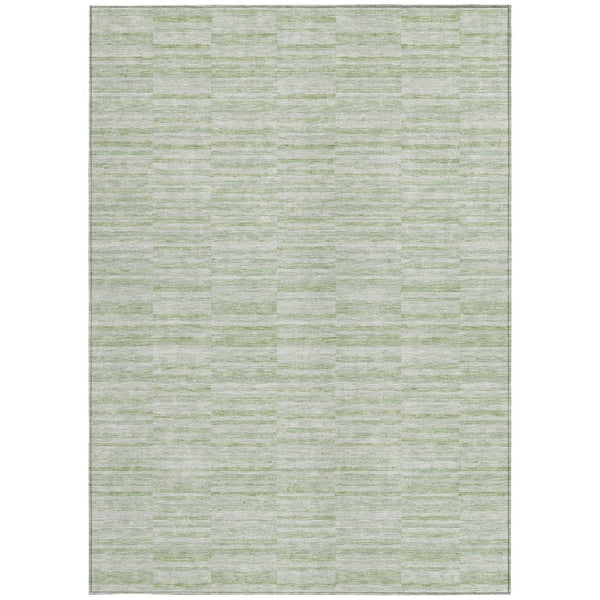 HomeRoots 9' Sage and Green Striped Washable Area Rug for Indoor and Outdoor Spaces - Durable, Stylish, Easy Care 9' X 12' 587960