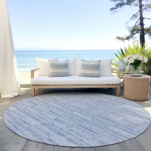 Homeroots 3' Blush Pink And Beige Striped Washable Area Rug - Stylish Indoor Outdoor Decor For Any Space 8' Round Polyester 587964