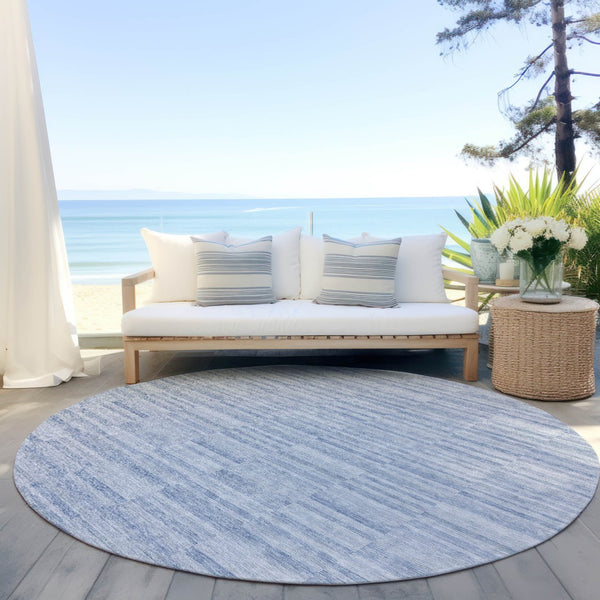 Homeroots 3' Blush Pink And Beige Striped Washable Area Rug - Stylish Indoor Outdoor Decor For Any Space 8' Round Polyester 587964