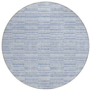 HomeRoots 5' Striped Indoor Outdoor Area Rug in Sky Blue & Denim Blue - Durable, Washable, and Versatile Decor 8' Round 587964