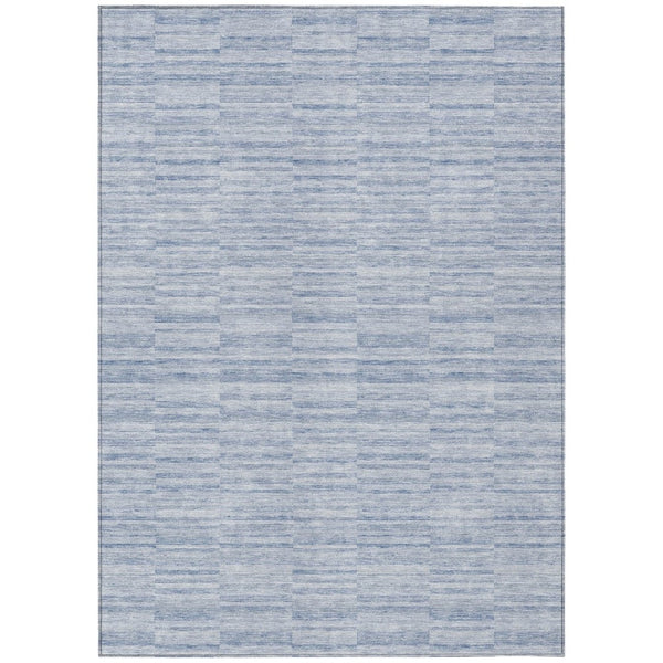 HomeRoots 9' Sky Blue and Denim Striped Washable Area Rug - Durable, Stylish for Indoor and Outdoor Use 9' X 12' 587966