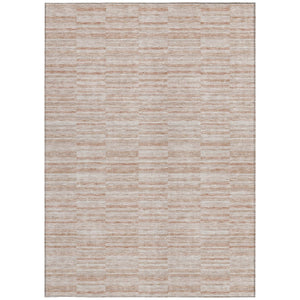 Homeroots 3' Blush Pink And Beige Striped Washable Area Rug - Stylish Indoor Outdoor Decor For Any Space 5' X 8' Polyester 587969
