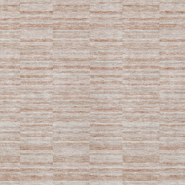 Homeroots 3' Blush Pink And Beige Striped Washable Area Rug - Stylish Indoor Outdoor Decor For Any Space 5' X 8' Polyester 587969