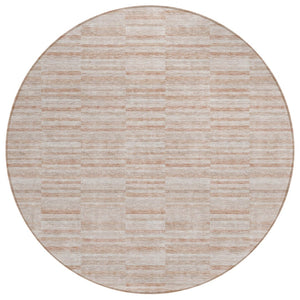 HomeRoots 5' Stylish Salmon, Copper & Beige Striped Washable Rug for Indoor & Outdoor High-Traffic Spaces 8' Round 587970