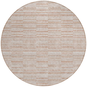 Homeroots 3' Blush Pink And Beige Striped Washable Area Rug - Stylish Indoor Outdoor Decor For Any Space 8' Round Polyester 587970