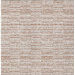 Homeroots 3' Blush Pink And Beige Striped Washable Area Rug - Stylish Indoor Outdoor Decor For Any Space 9' X 12' Polyester 587972