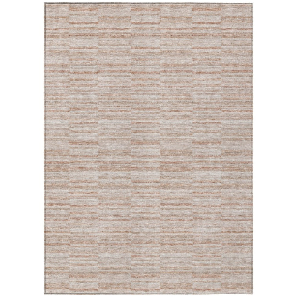 HomeRoots 9' Salmon Copper and Beige Striped Washable Area Rug – Durable, Stylish, and Perfect for Indoors & Outdoors 9' X 12' 587972