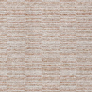 Homeroots 3' Blush Pink And Beige Striped Washable Area Rug - Stylish Indoor Outdoor Decor For Any Space 9' X 12' Polyester 587972