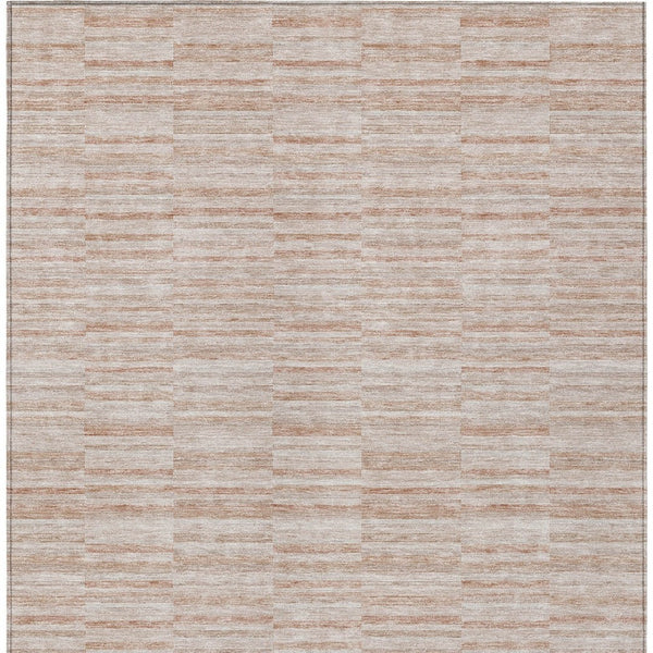 Homeroots 3' Blush Pink And Beige Striped Washable Area Rug - Stylish Indoor Outdoor Decor For Any Space 10' X 14' Polyester 587973