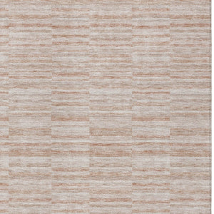 Homeroots 3' Blush Pink And Beige Striped Washable Area Rug - Stylish Indoor Outdoor Decor For Any Space 10' X 14' Polyester 587973