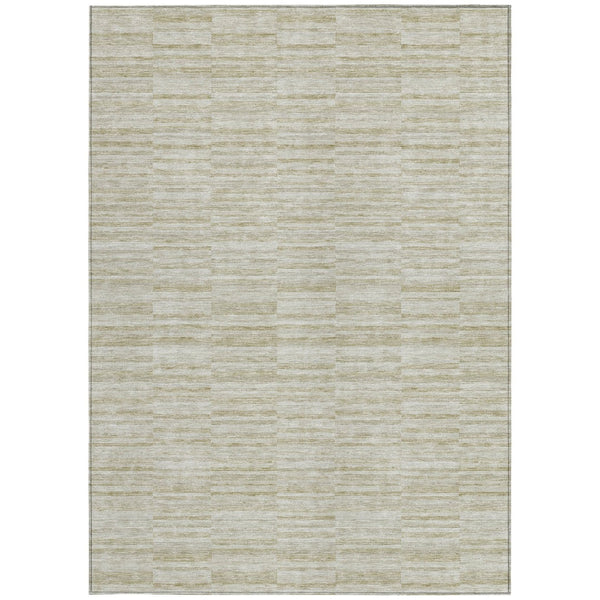 Homeroots 3' Blush Pink And Beige Striped Washable Area Rug - Stylish Indoor Outdoor Decor For Any Space 5' X 8' Polyester 587975