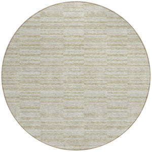 Homeroots 3' Blush Pink And Beige Striped Washable Area Rug - Stylish Indoor Outdoor Decor For Any Space 8' Round Polyester 587976