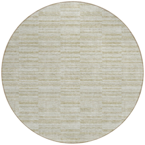 Homeroots 3' Blush Pink And Beige Striped Washable Area Rug - Stylish Indoor Outdoor Decor For Any Space 8' Round Polyester 587976