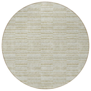 Homeroots 3' Blush Pink And Beige Striped Washable Area Rug - Stylish Indoor Outdoor Decor For Any Space 8' Round Polyester 587976