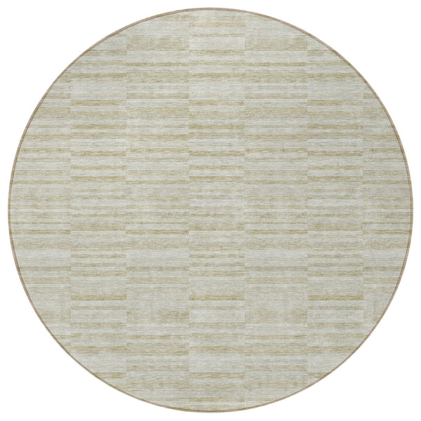 Homeroots 3' Blush Pink And Beige Striped Washable Area Rug - Stylish Indoor Outdoor Decor For Any Space 8' Round Polyester 587976