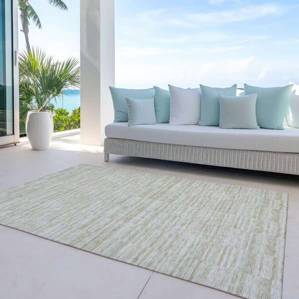 Homeroots 3' Blush Pink And Beige Striped Washable Area Rug - Stylish Indoor Outdoor Decor For Any Space 9' X 12' Polyester 587978
