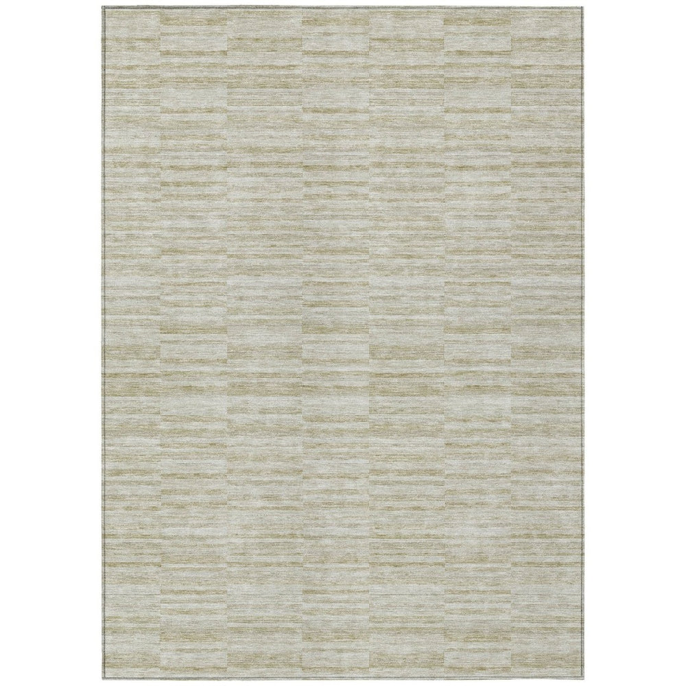 HomeRoots 9' Durable Taupe Beige and Tan Striped Washable Area Rug for Indoor and Outdoor Living Spaces 9' X 12' 587978