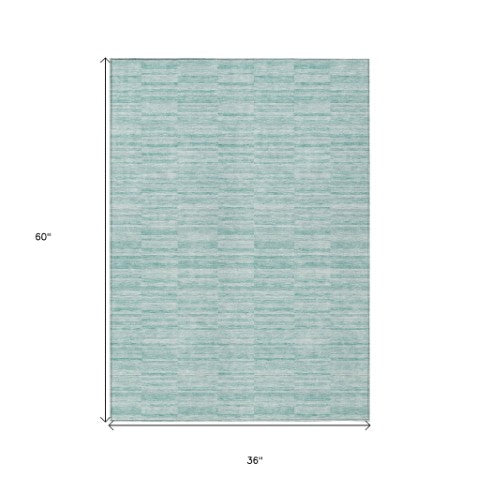 Homeroots 3' Blush Pink And Beige Striped Washable Area Rug - Stylish Indoor Outdoor Decor For Any Space 3' X 5' Polyester 587980