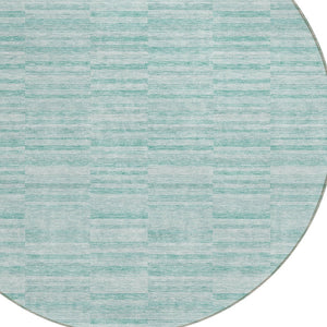 Homeroots 3' Blush Pink And Beige Striped Washable Area Rug - Stylish Indoor Outdoor Decor For Any Space 8' Round Polyester 587982