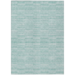HomeRoots 5' Striped Turquoise Teal Blue and Gray Washable Area Rug for Indoor and Outdoor High-Traffic Spaces 10' X 14' 587985