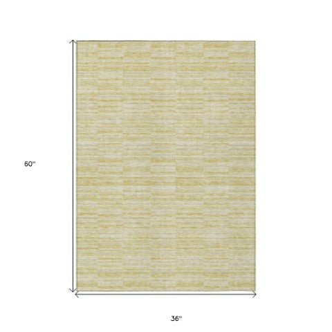 Homeroots 3' Blush Pink And Beige Striped Washable Area Rug - Stylish Indoor Outdoor Decor For Any Space 3' X 5' Polyester 587986