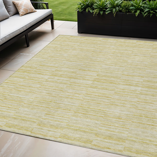 Homeroots 3' Blush Pink And Beige Striped Washable Area Rug - Stylish Indoor Outdoor Decor For Any Space 5' X 8' Polyester 587987