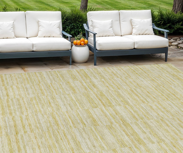 Homeroots 3' Blush Pink And Beige Striped Washable Area Rug - Stylish Indoor Outdoor Decor For Any Space 8' X 10' Polyester 587989