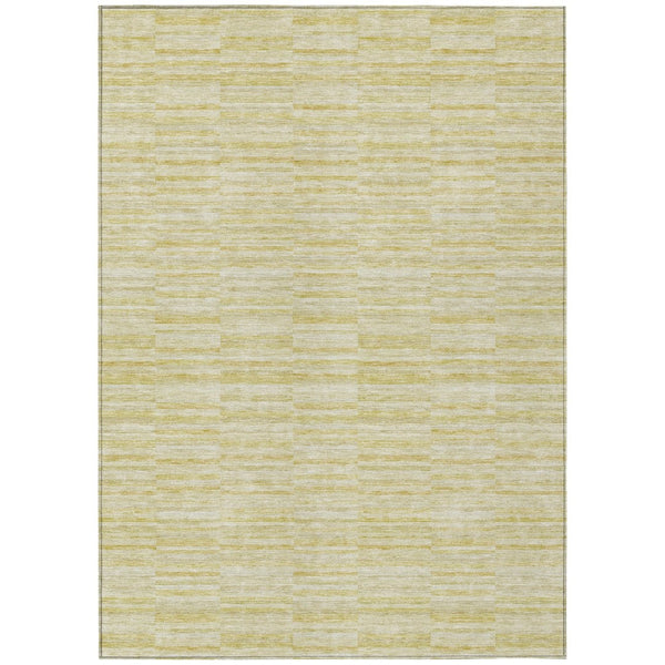 HomeRoots 9' Durable Wheat Gold and Tan Striped Area Rug - Stylish Indoor/Outdoor Solution for Any Space 9' X 12' 587990