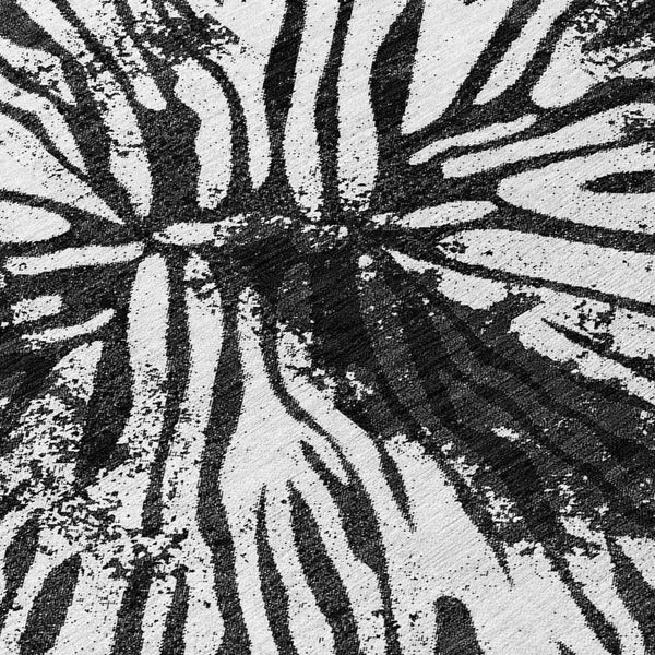 Homeroots 3' Modern Black Charcoal And Ivory Abstract Washable Indoor Outdoor Area Rug For Stylish Spaces 8' Round Polyester 587994