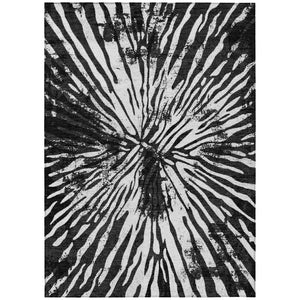 HomeRoots 5' Modern Abstract Black Charcoal and Ivory Washable Indoor Outdoor Area Rug for High Traffic Spaces 8' X 10' 587995